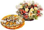 1 kg Assorted Sweets and 20 roses